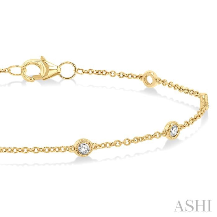 1/3 Ctw Rose Cut Diamond Link Chain Bracelet in 14K Yellow Gold