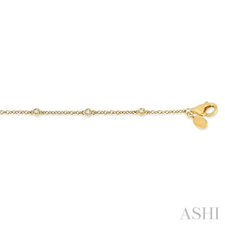 1/6 Ctw Circular Mount Round Cut Diamond Station Bracelet in 10K Yellow Gold