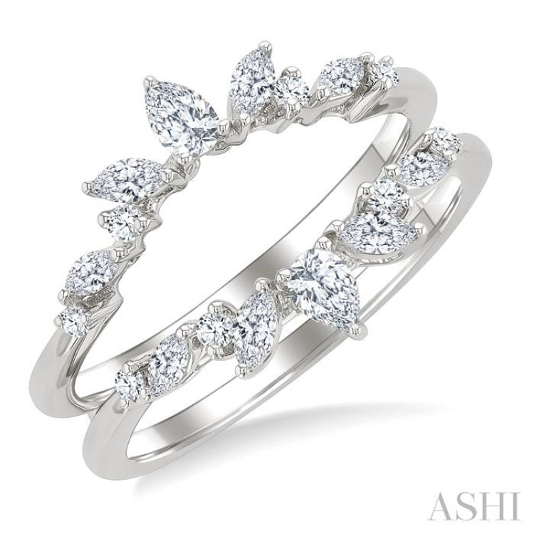 1/2 Ctw Pear, Marquise and Round Cut Diamond Insert Ring in 14K White Gold