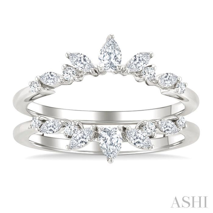 1/2 Ctw Pear, Marquise and Round Cut Diamond Insert Ring in 14K White Gold
