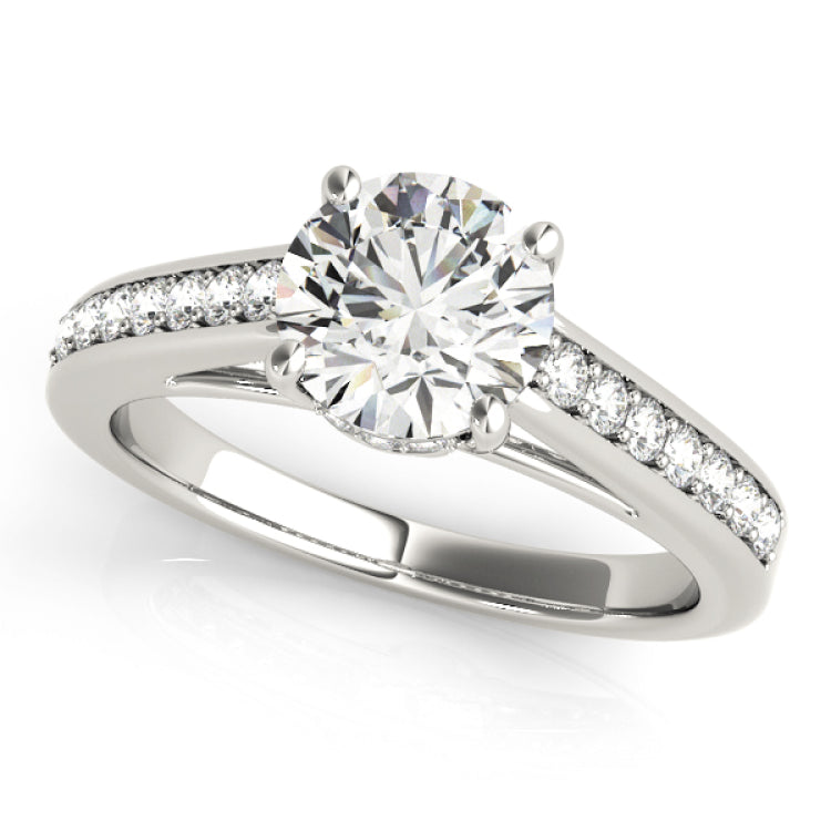 14kt gold Single Row Engagement Ring Prong Set