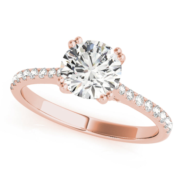 14kt gold Single Row Engagement Ring Prong Set