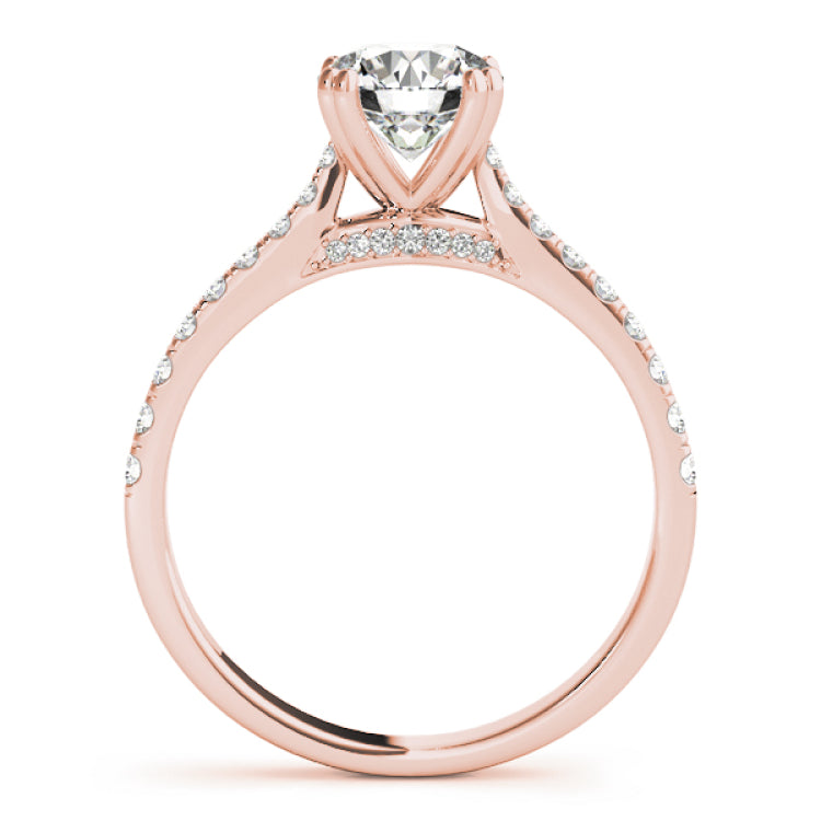 14kt gold Single Row Engagement Ring Prong Set