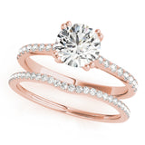 14kt gold Single Row Engagement Ring Prong Set