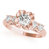 14kt gold Single Row Engagement Ring Prong Set