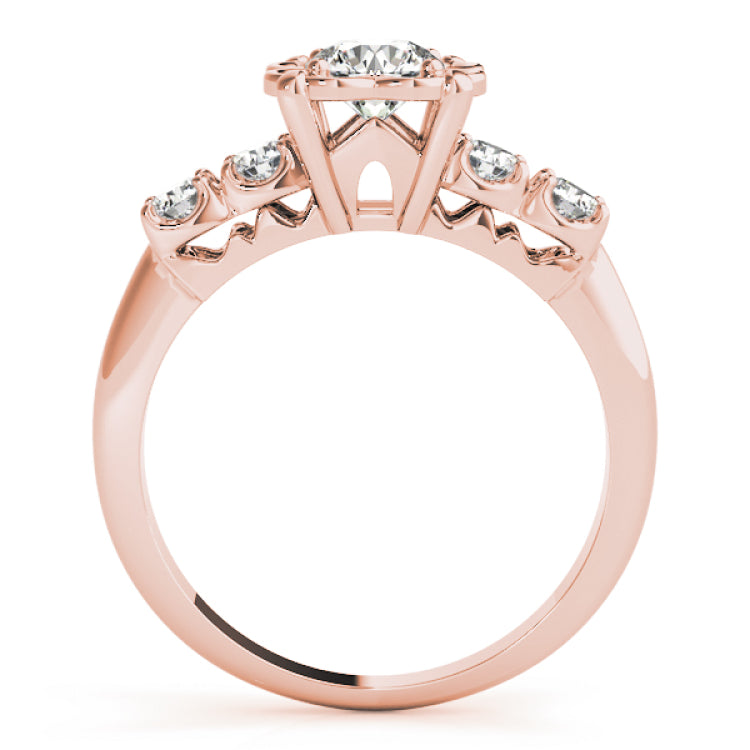 14kt gold Single Row Engagement Ring Prong Set