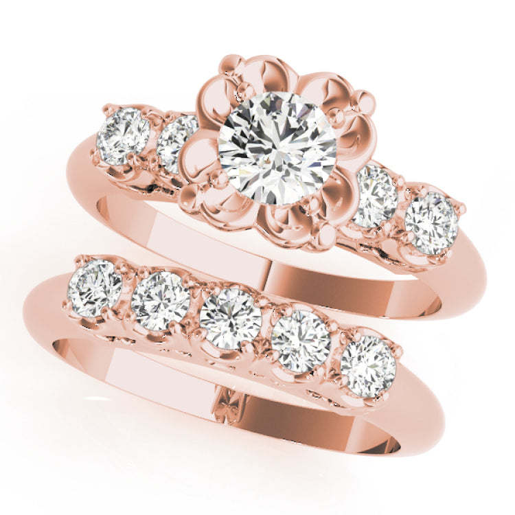 14kt gold Single Row Engagement Ring Prong Set
