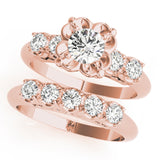 14kt gold Single Row Engagement Ring Prong Set