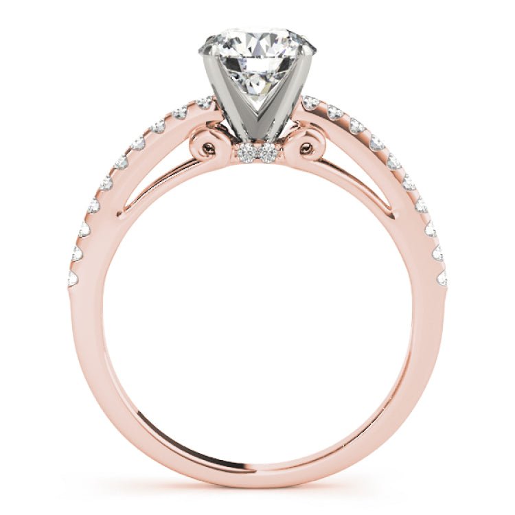 14kt gold Single Row Engagement Ring Prong Set