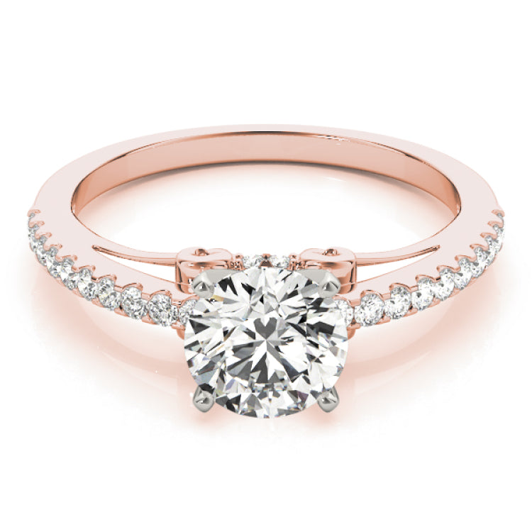 14kt gold Single Row Engagement Ring Prong Set