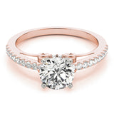 14kt gold Single Row Engagement Ring Prong Set