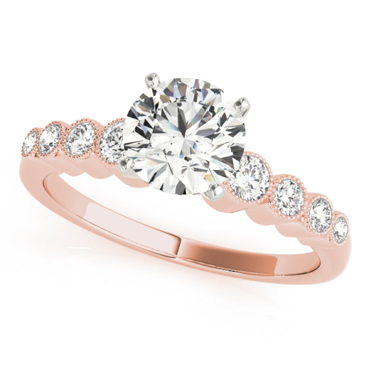 14kt gold Single Row Engagement Ring Bezel Set