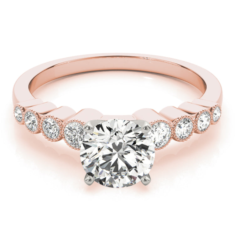 14kt gold Single Row Engagement Ring Bezel Set