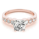 14kt gold Single Row Engagement Ring Bezel Set