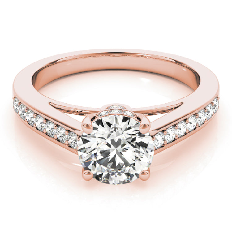 14kt gold Single Row Engagement Ring Prong Set