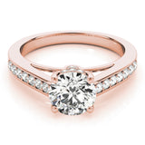 14kt gold Single Row Engagement Ring Prong Set