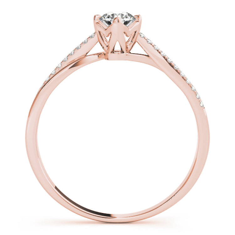 14kt gold Single Row Engagement Ring Prong Set