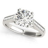 Silver Single Row Engagement Ring Channel Set