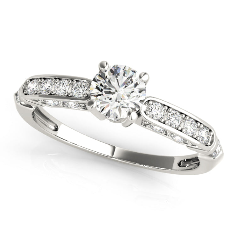 Silver Single Row Engagement Ring Channel Set