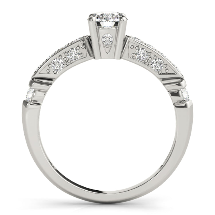 Silver Single Row Engagement Ring Channel Set