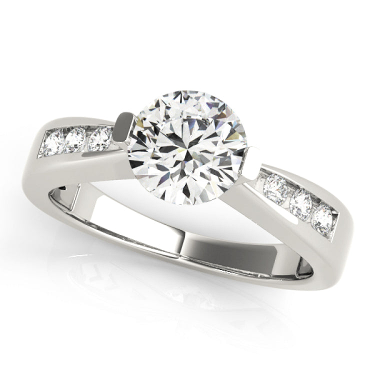 Silver Single Row Engagement Ring Channel Set