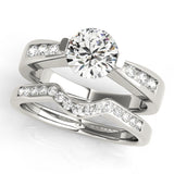 Silver Single Row Engagement Ring Channel Set