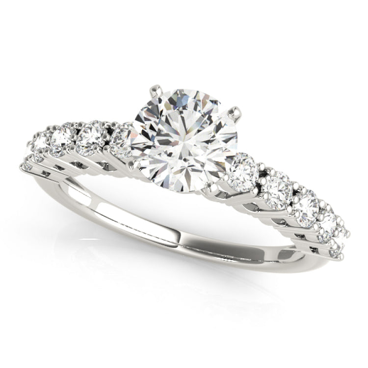 Silver Single Row Engagement Ring Prong Set