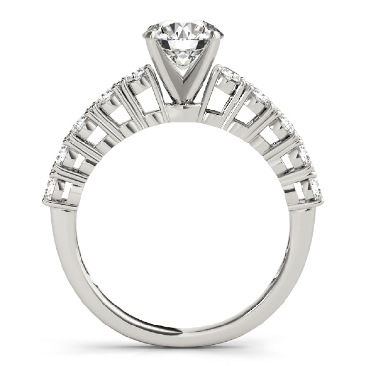 Silver Single Row Engagement Ring Prong Set