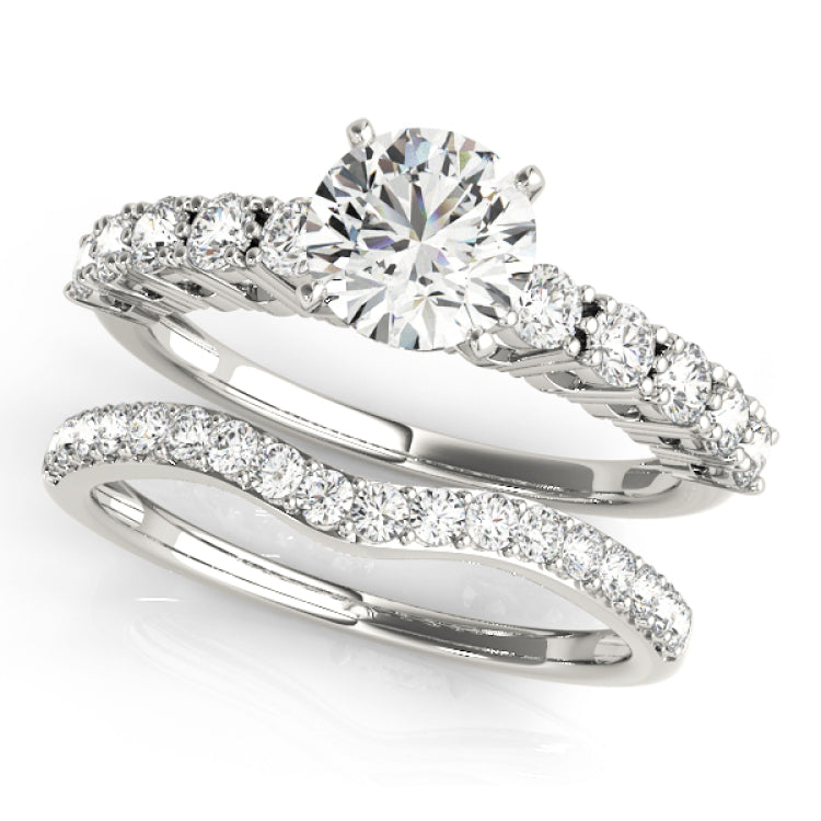 Silver Single Row Engagement Ring Prong Set