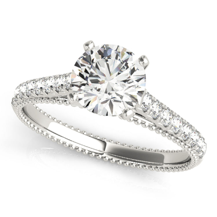 Silver Single Row Engagement Ring Prong Set