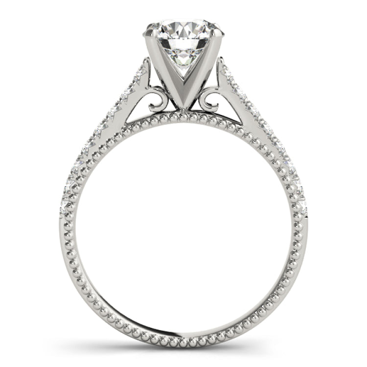 Silver Single Row Engagement Ring Prong Set