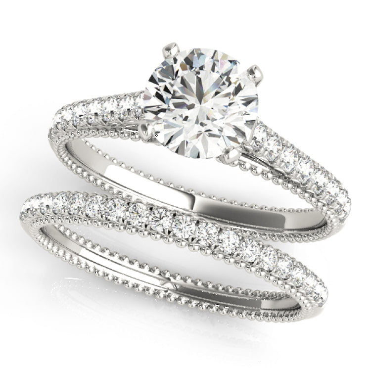 Silver Single Row Engagement Ring Prong Set