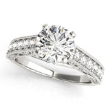 Silver Single Row Engagement Ring Prong Set