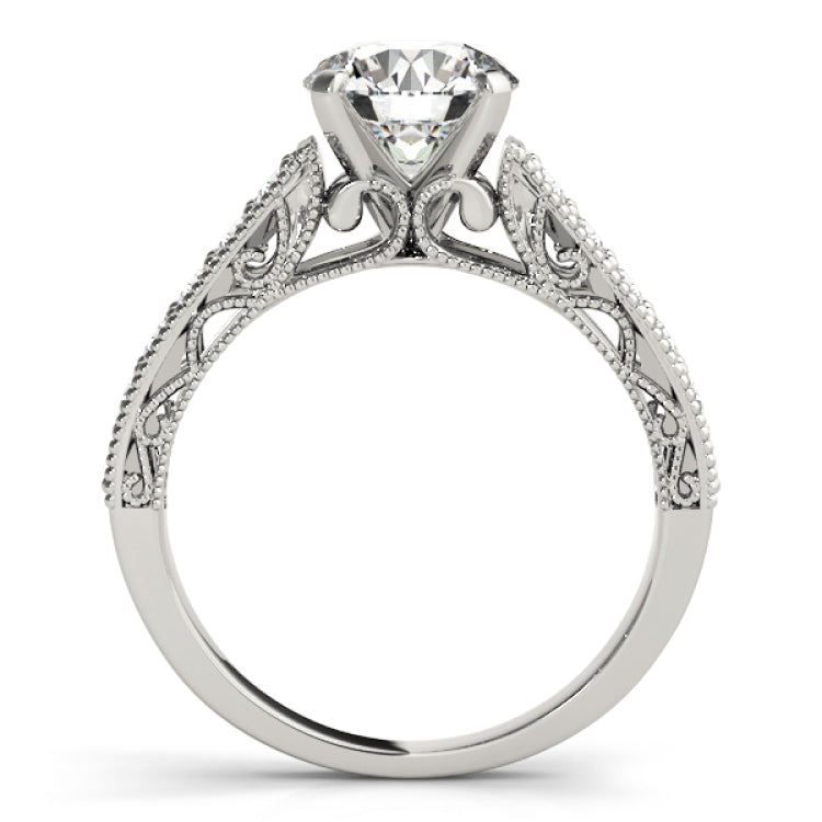 Silver Single Row Engagement Ring Prong Set