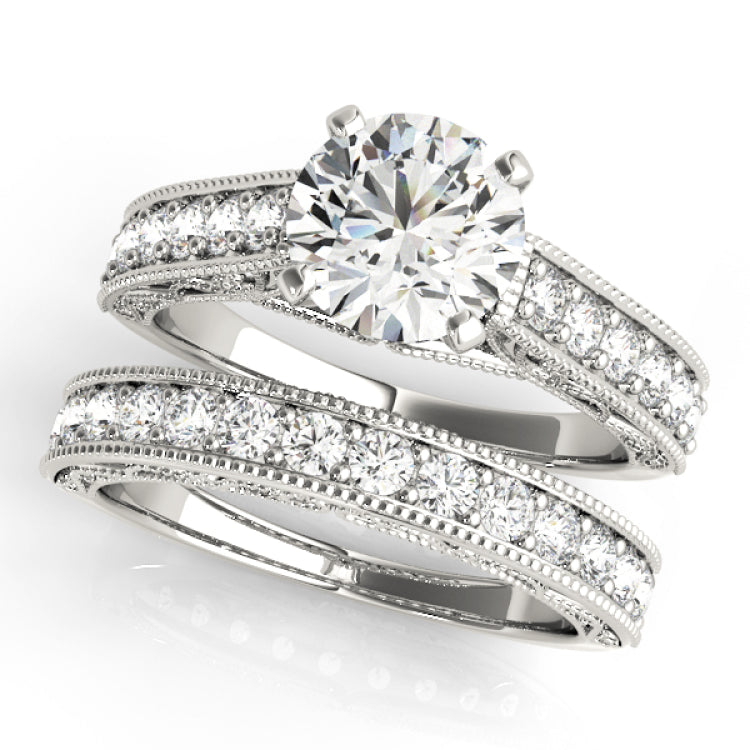 Silver Single Row Engagement Ring Prong Set