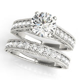 Silver Single Row Engagement Ring Prong Set