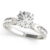 Silver Single Row Engagement Ring Prong Set