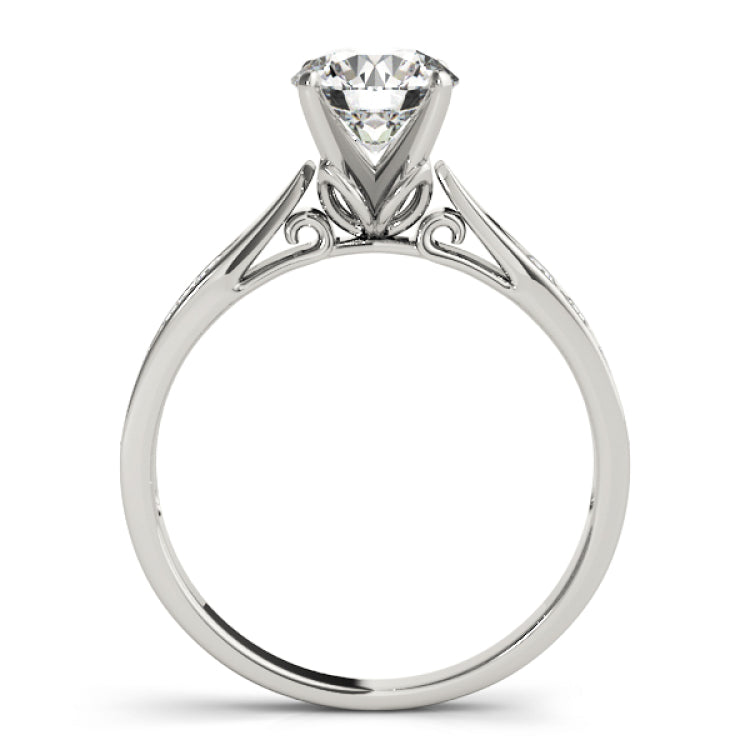 Silver Single Row Engagement Ring Prong Set