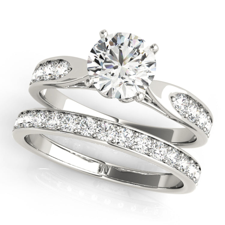 Silver Single Row Engagement Ring Prong Set