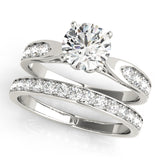 Silver Single Row Engagement Ring Prong Set