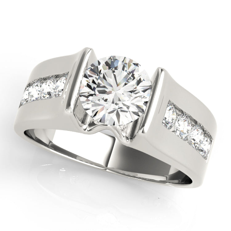 Silver Single Row Engagement Ring Channel Set