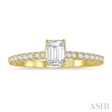 1/2 Ctw Round Cut Diamond Ladies Engagement Ring With 1/4 Ct Emerald Cut Center Stone in 14K Yellow Gold