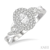 3/8 Ctw Split Twisted Shank Round Cut Diamond Semi-Mount Engagement Ring in 14K White Gold