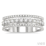3/4 Ctw Split Triple Band Round Cut Diamond Fashion Band in 14K White Gold
