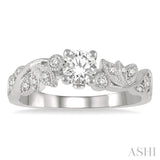 1/2 ctw Diamond Engagement Ring with 1/3 ct Round Cut Center Stone in 14K White Gold