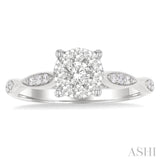 1/2 ctw Round Shape Lovebright Marquise Carved Round Cut Diamond Engagement Ring in 14K Yellow and White Gold