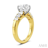 1 Ctw Round Shape Emerald and Round Cut Diamond Semi-Mount Engagement Ring in 14K Yellow and White Gold