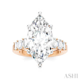 1 1/4 Ctw Marquise Shape Emerald and Round Cut Diamond Semi-Mount Engagement Ring in 14K Rose and White Gold