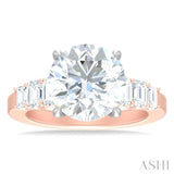 1 1/4 ctw Round Shape Emerald and Round Cut Diamond Semi Mount Engagement Ring in 14K Rose and White Gold