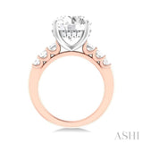 1 1/4 ctw Round Shape Emerald and Round Cut Diamond Semi Mount Engagement Ring in 14K Rose and White Gold